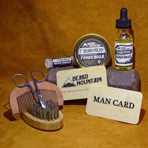 Beard gift Kit - Oil,Polish,Wax,Comb,Brush,Scissor